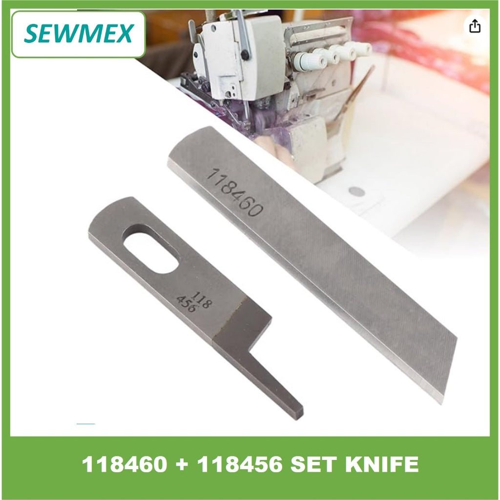 š„Ready stockš„118456 + 118460 Upper and lower Knife for Overlock Sewing Machine JUKI MO-2414/ Pisau untuk mesin jahit tep