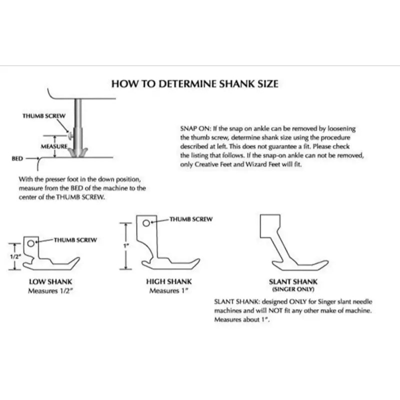 Zig Zag Straight Stitch Presser Foot for Low Shank Sewing Machines #CY-7301L